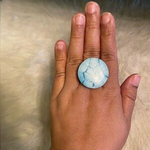 Statement blue resin adjustable ring